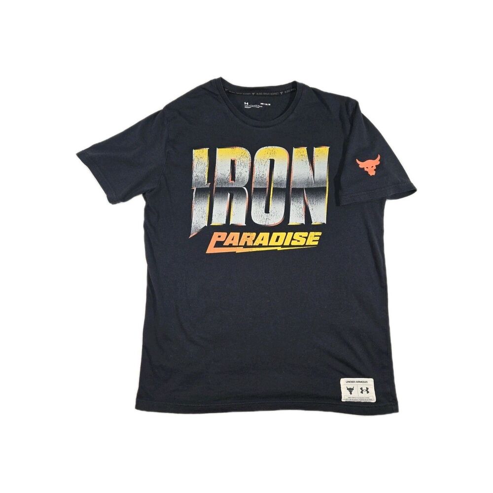 ens Under Armour Project Rock Iron Paradise T Shirt Medium Black Short Sleeve